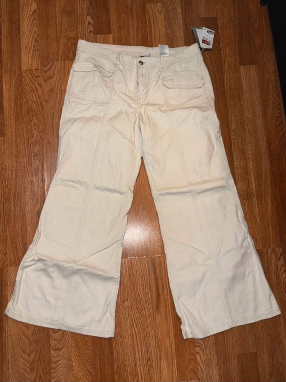 H&M Cream Wide-Leg Flared Jeans